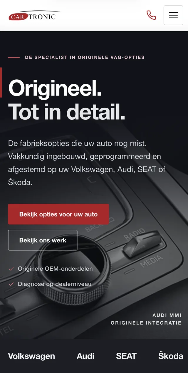 Mobiele homepage van CarTronic